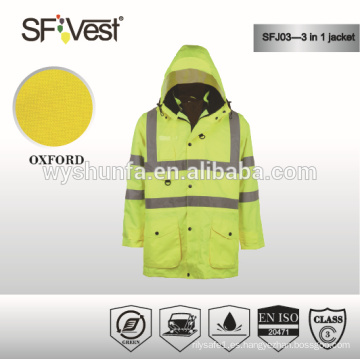 EN ISO 20471 ropa de seguridad con cinta reflectante de alta visibilidad, 300D oxford con revestimiento de pu